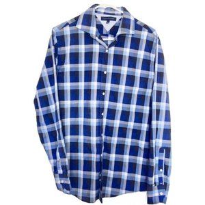 Tommy Hilfiger Blue Plaid Stripe Long Sleeve Button Down Shirt Size 15.5 34-35